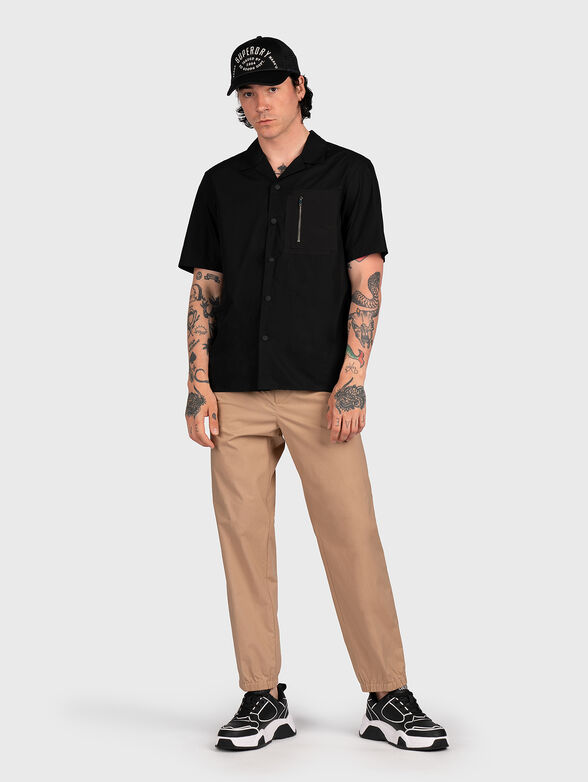 Black shirt with accent pocket - 2