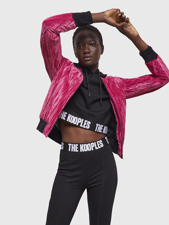 Velvet bomber jacket in fuxia colour - 1