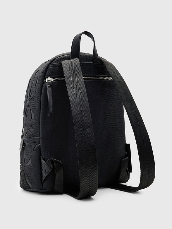 Black backpack with floral motif - 3