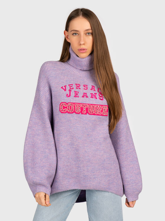 Pulover violet cu pietre strălucitoare - 1