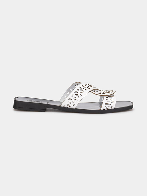 SKOOT leather slippers with logo accent - 1
