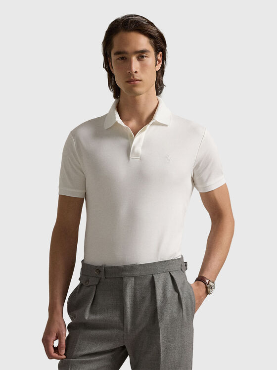 Tricou polo alb din bumbac  - 1