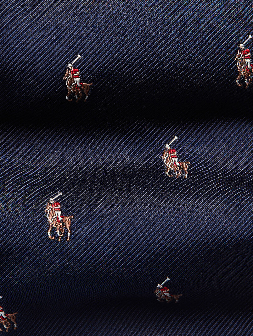 Blue silk tie with logo accents - 3