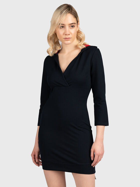 Rochie sport neagră cu glugă DLH005 - 1