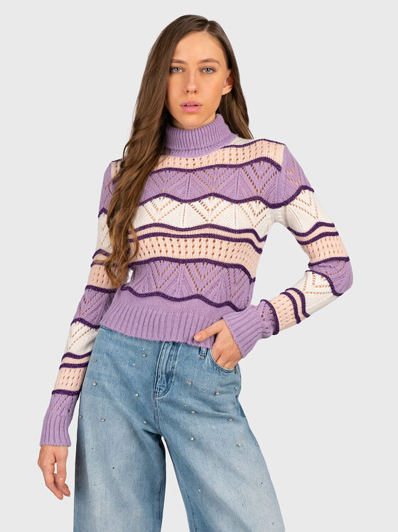 Wool blend sweater with polo collar - 1