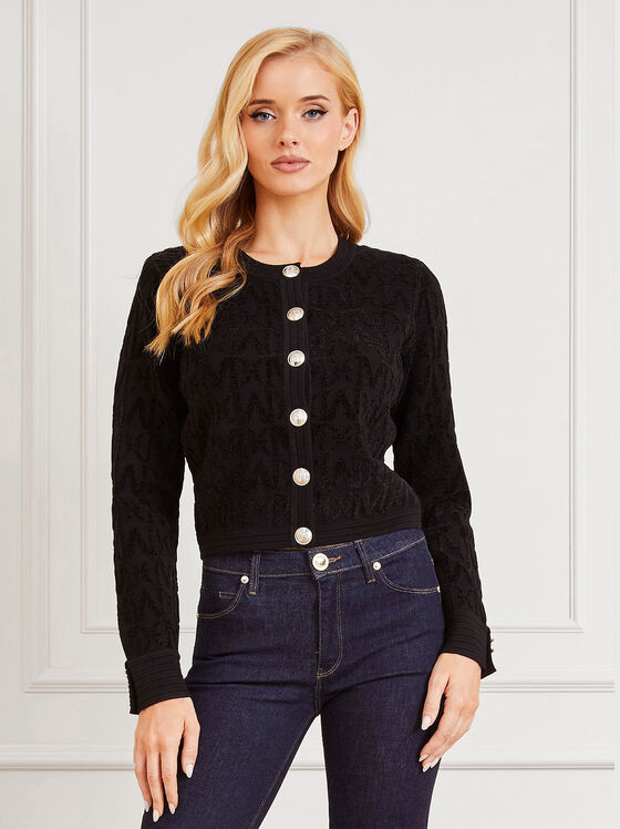 Black cardigan with contrast buttons - 1