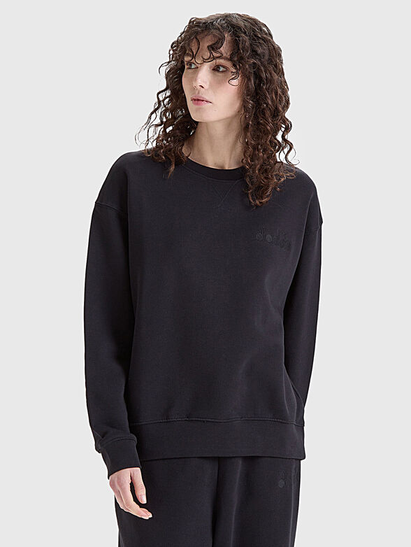 Black sweatshirt with logo embroidery - 1