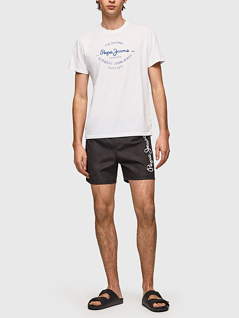  FINNICK black beach shorts with contrast logo  - 3