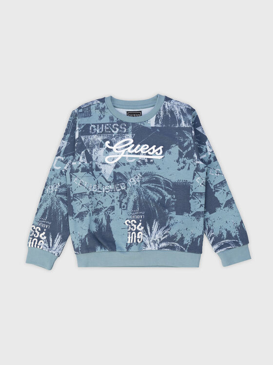 Sweatshirt in blue colour with print - 1