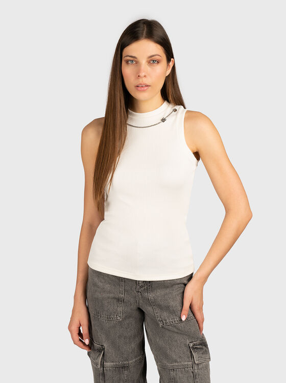 Top DELANIVE cu decolteu oval și logo - 1