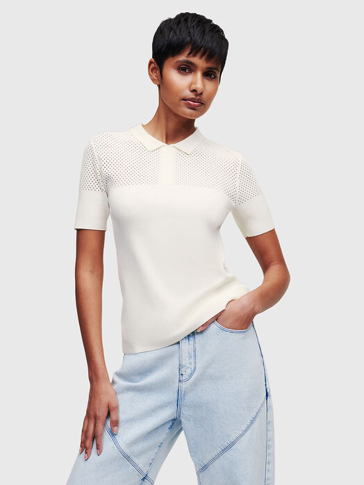 Black polo-shirt with knitted elements