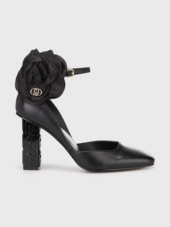 Pantofi cu toc din piele JENNIFER 11 cu detalii florale - 1