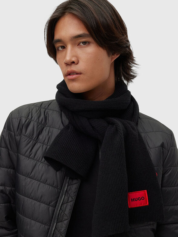 Black wool blend scarf  - 2