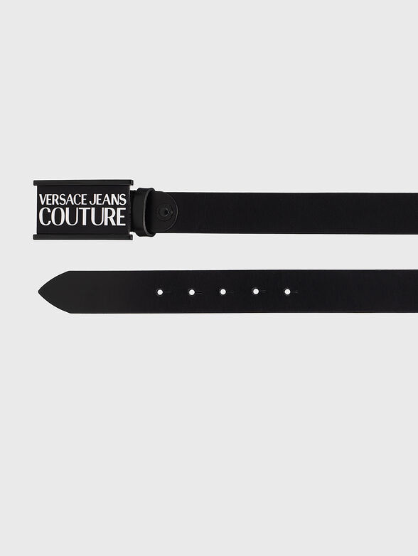 Leather belt with logo buckle - 2