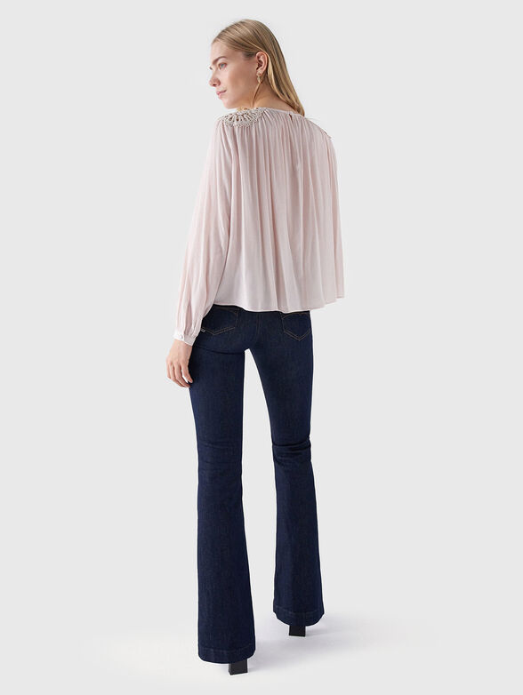 Pale pink blouse with accent embroidery - 3
