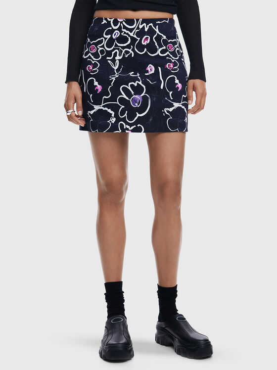 Fustă mini cu imprimeu floral - 1