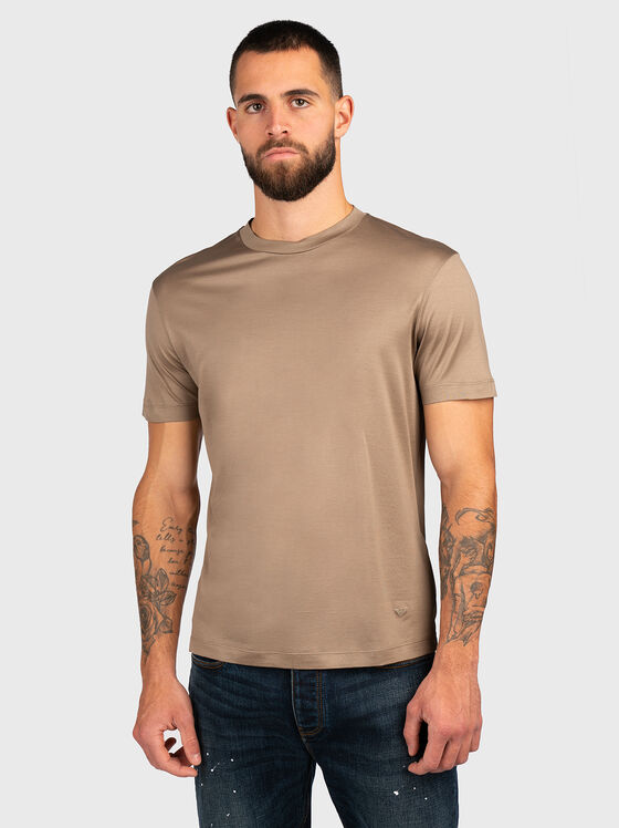 Logo embroidery lyocell T-shirt - 1