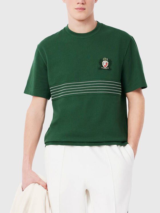 T-shirt with oval neckline and logo - 1
