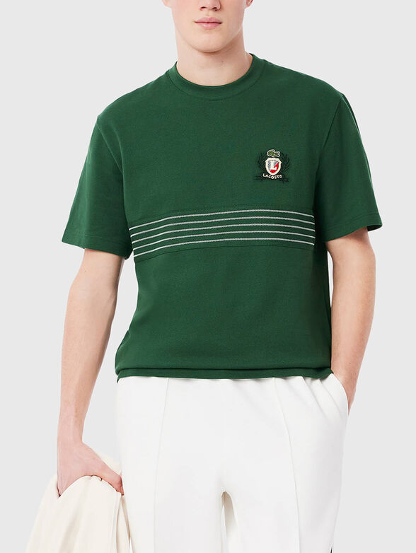 T-shirt with oval neckline and logo - 1