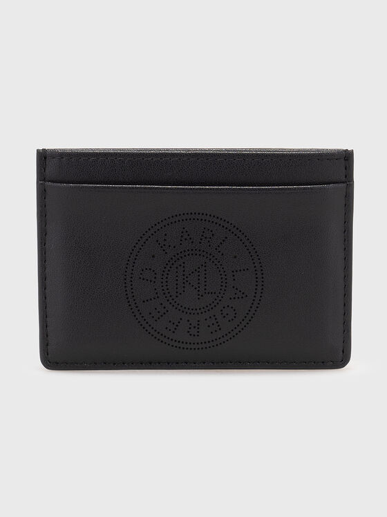 Suport de card din piele cu detaliu logo - 1