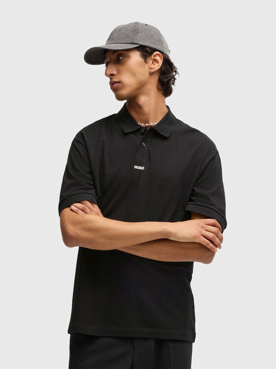 Tricou polo negru cu detaliu logo - 1