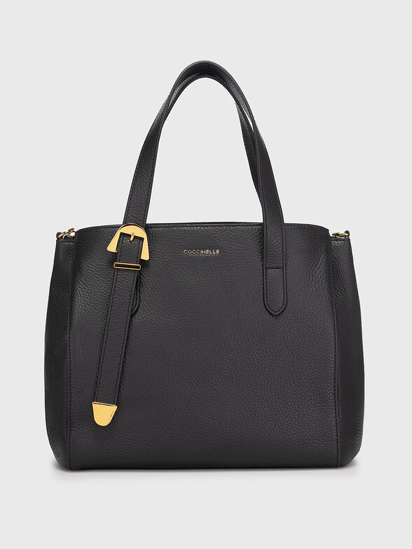 Black leather bag with golden details - 1