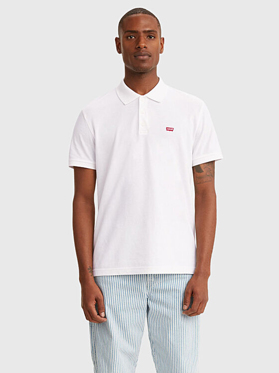 Tricou polo alb cu inscripție logo - 1