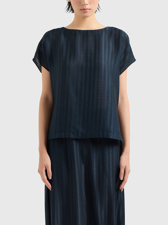 Top albastru închis cu design geometric - 1