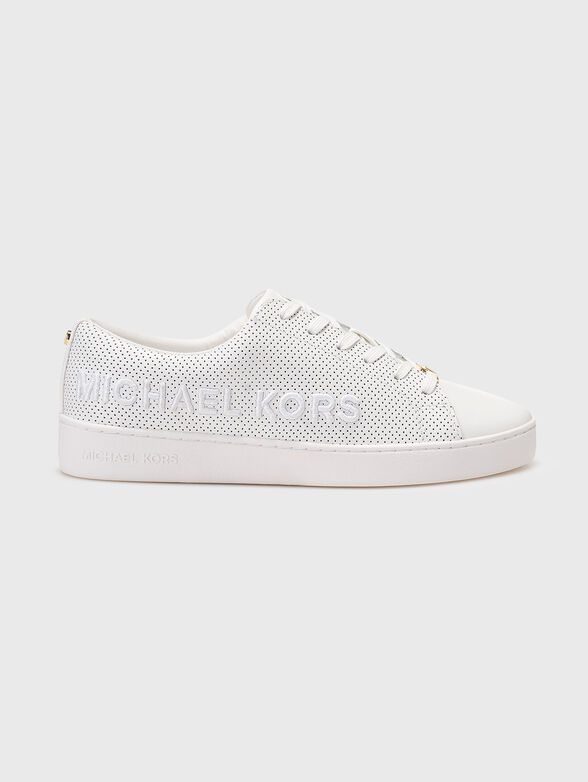 White sports shoes with accent logo - 1