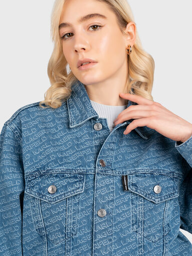 Denim jacket with monogram logo print - 5