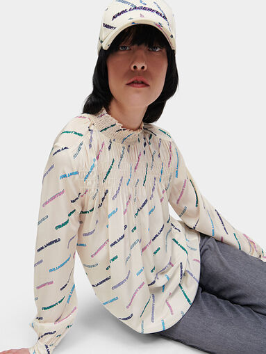 Silk shirt with multicolor logo print - 4