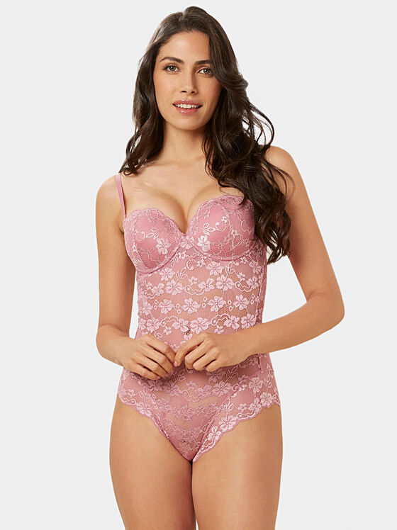 PRIMULA COLOR pink bodysuit with floral accents - 1