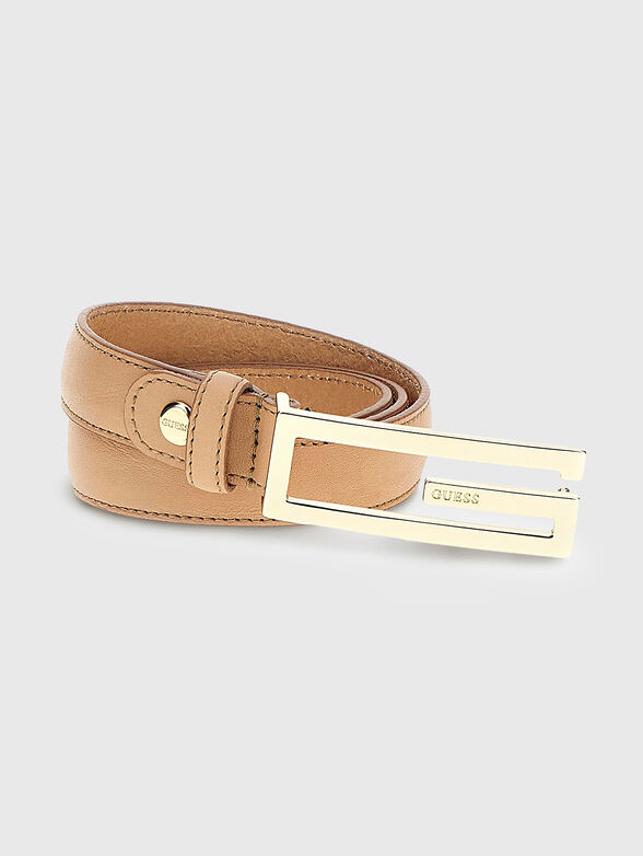 Beige belt with logo buckle - 1