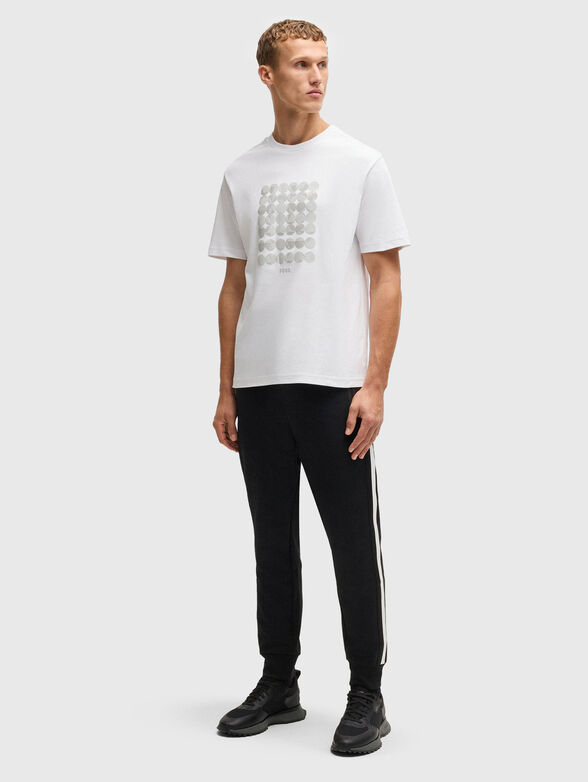 Cotton T-shirt with oval neckline and logo print - 2