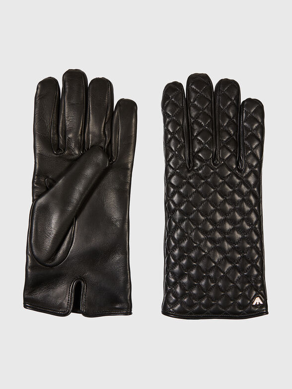 Leather gloves with logo detail - 1