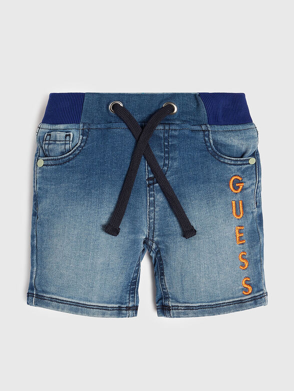 Denim shorts with logo embroidery - 1