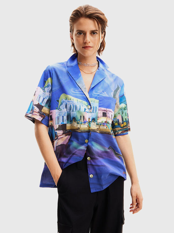 Cotton shirt with art print - 1