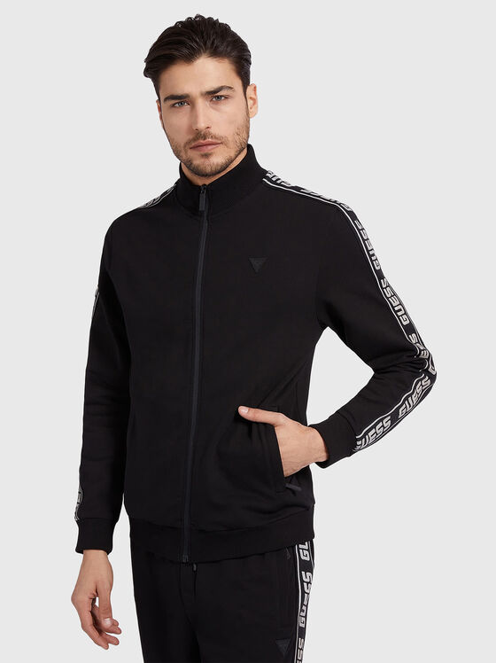 Black sweatshirt with logo trim - 1