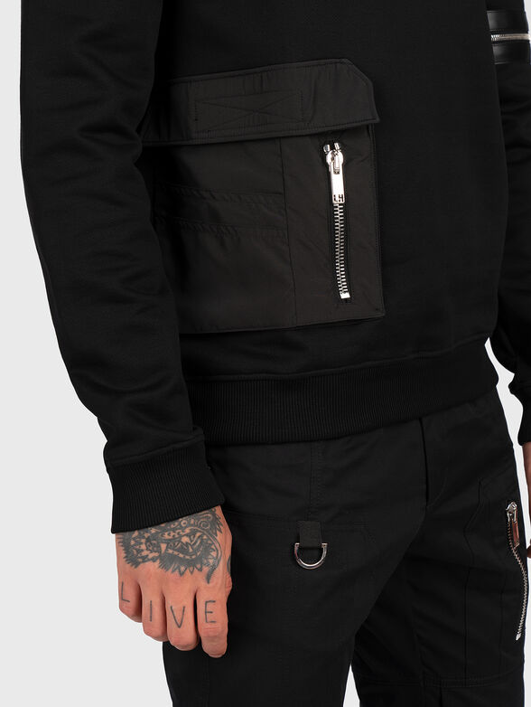 Black sweatshirt with decorative zippers - 4