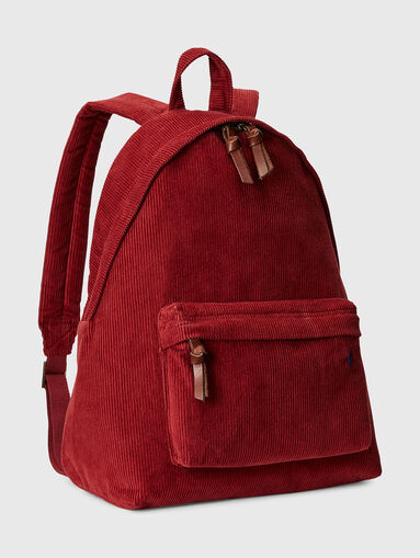 Backpack in red colour with velvet texture - 3