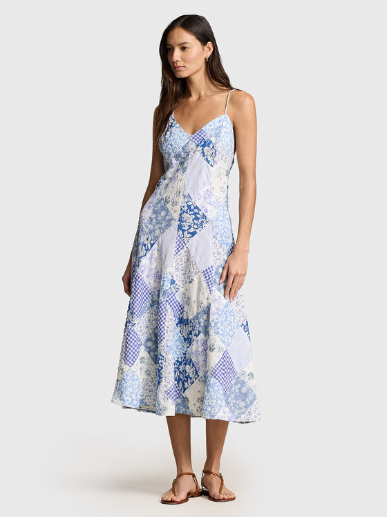 Rochie patchwork cu decolteu în V - 1