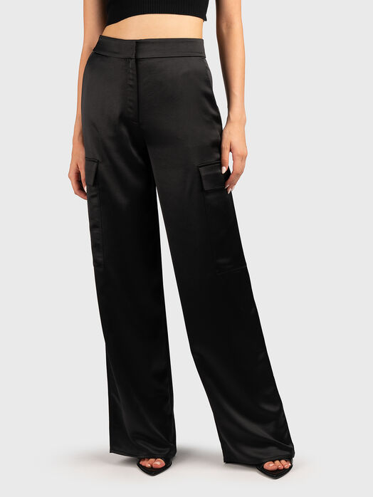 HAKILA black cargo pants with satin effect