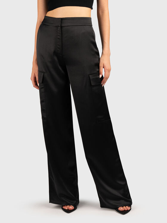 Pantaloni cargo negri HAKILA cu efect satinat - 1