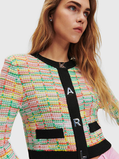 Multicoloured cardigan with contrasting edges - 4