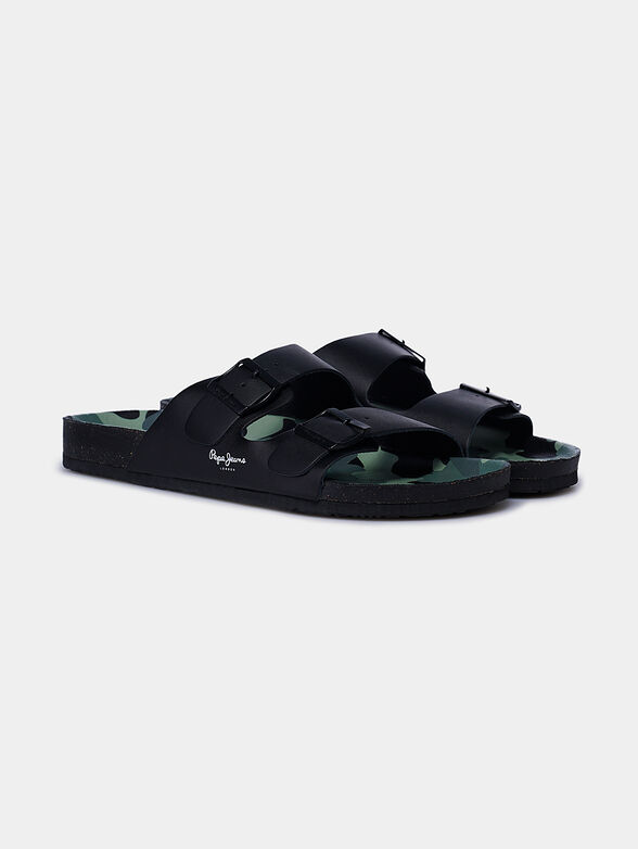 Black leather slippers - 2