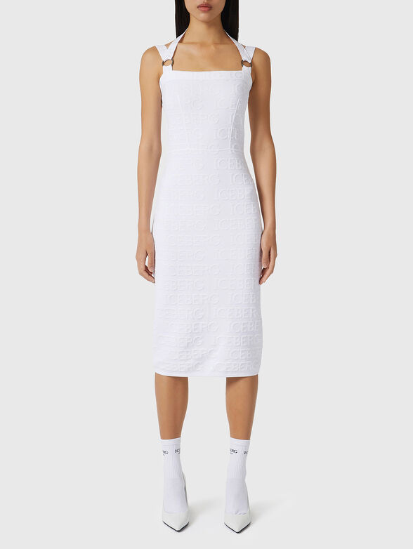 Knitted midi dress with logo accent - 1