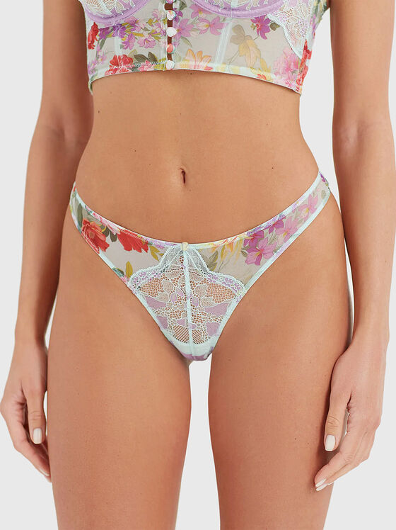 DAHLIA G-string with contrasting floral motifs - 1
