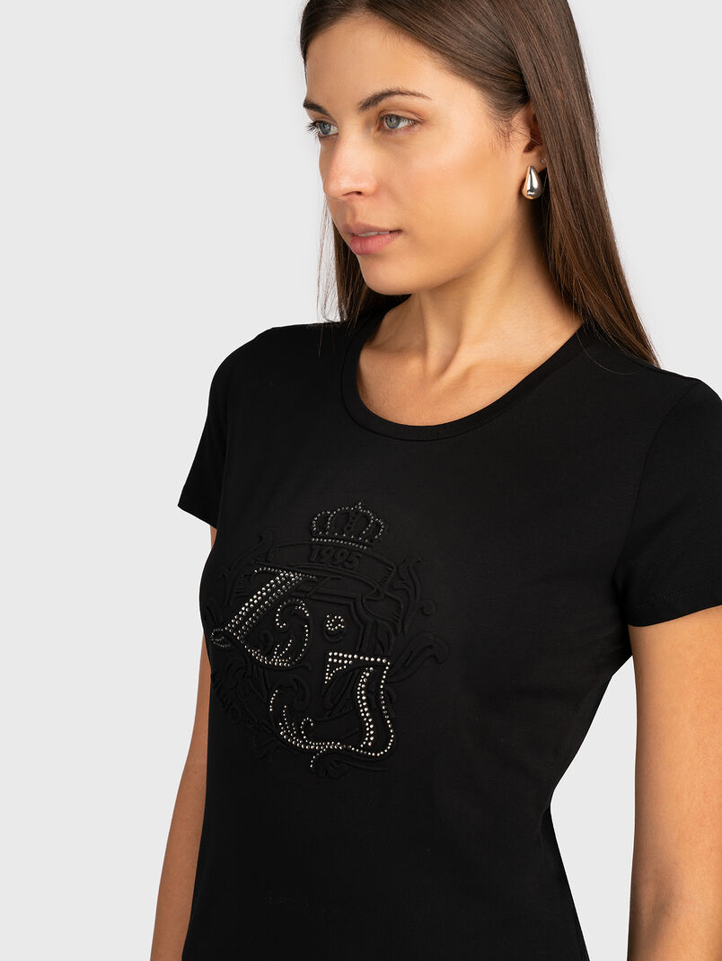 T-shirt with embossed design and rhinestones - 3