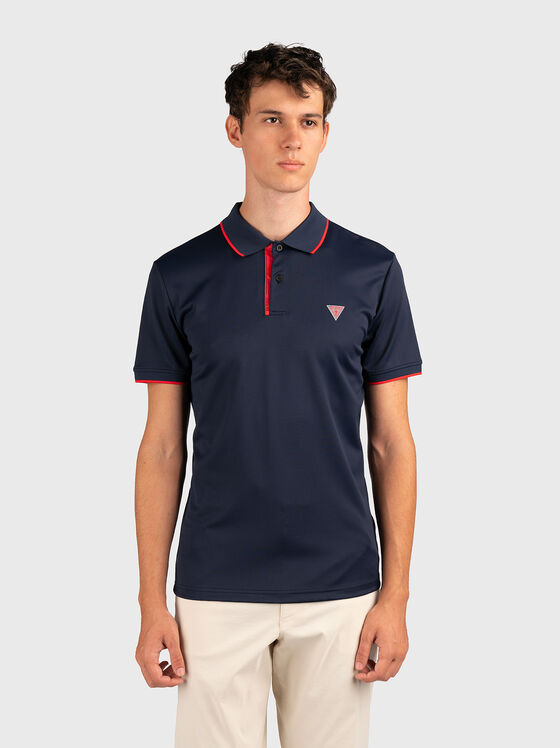 Tricou polo albastru închis cu detalii contrastante - 1
