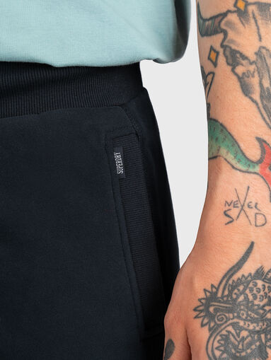 Navy blue shorts with logo embroidery - 4